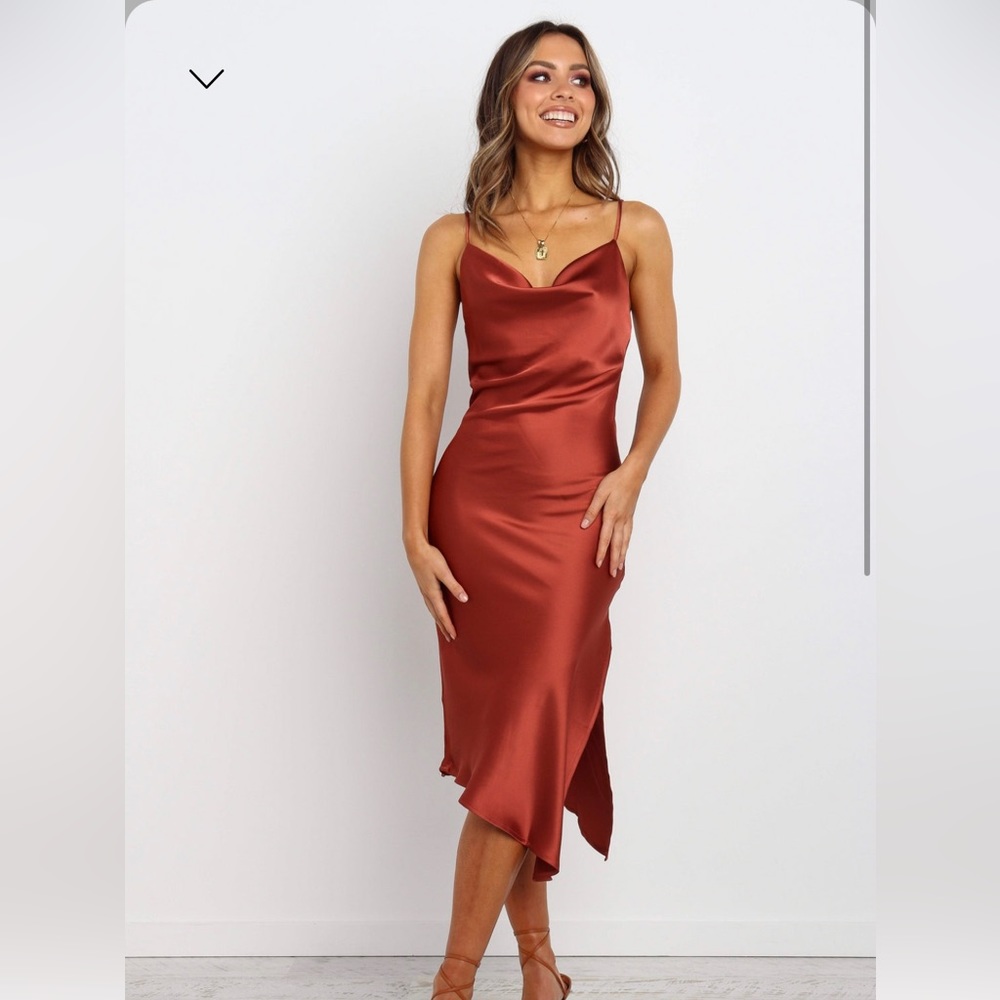 Petal and Pup Rust Asymmetrical Hem Dress